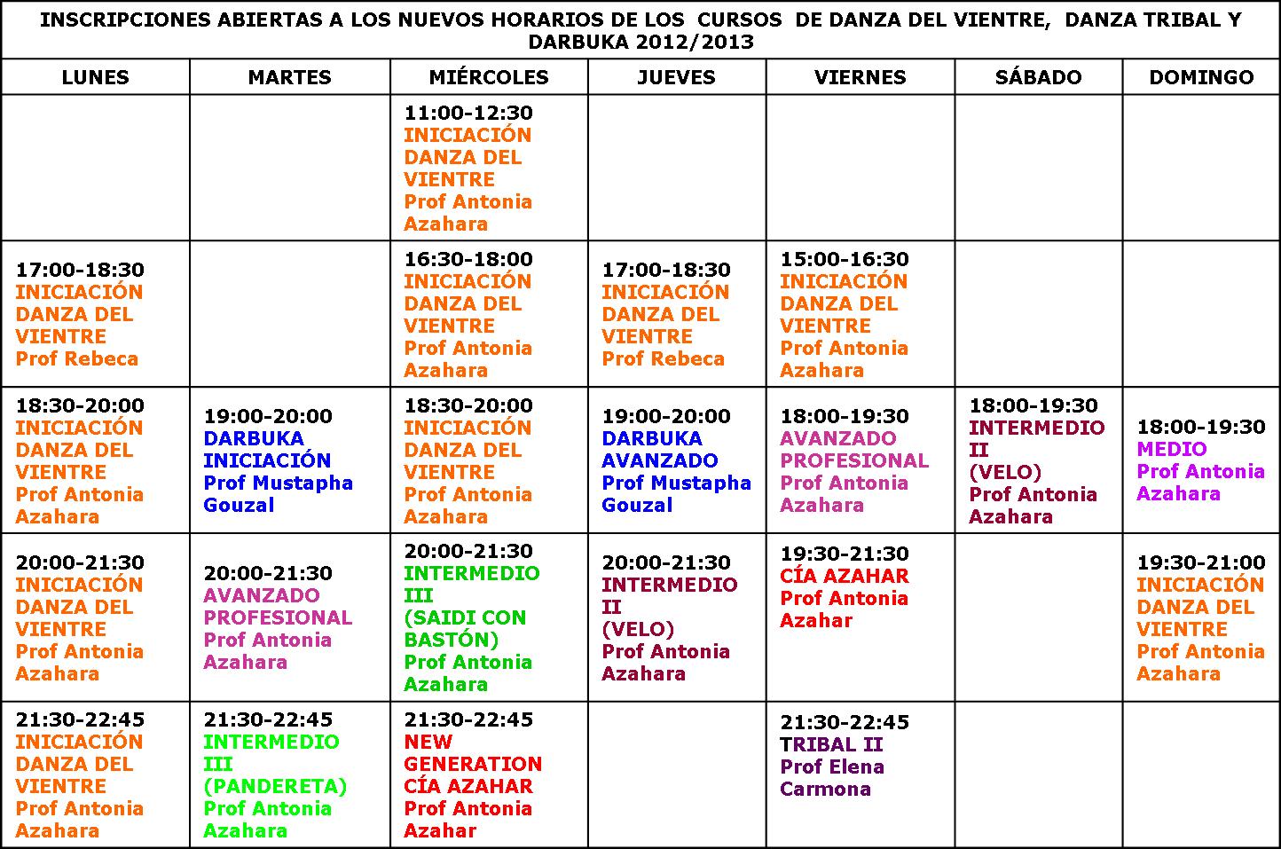 Horarios